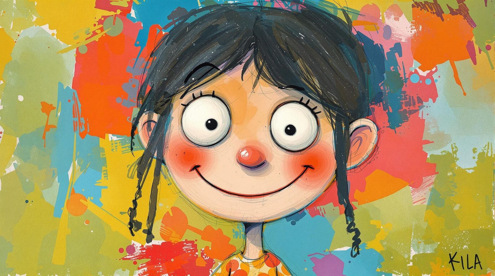 Comical Closeup of a Happy Child