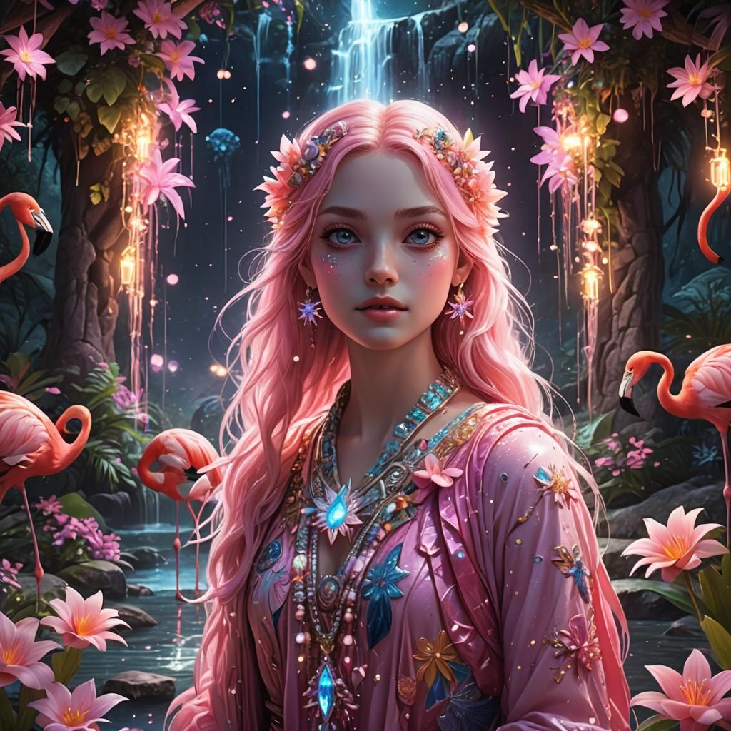 Crystalline Light Ceremony with Pink Flamingo