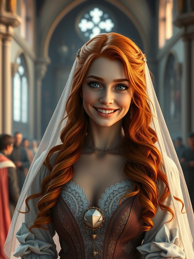 Medieval Bride in Fantasy Wedding Scene
