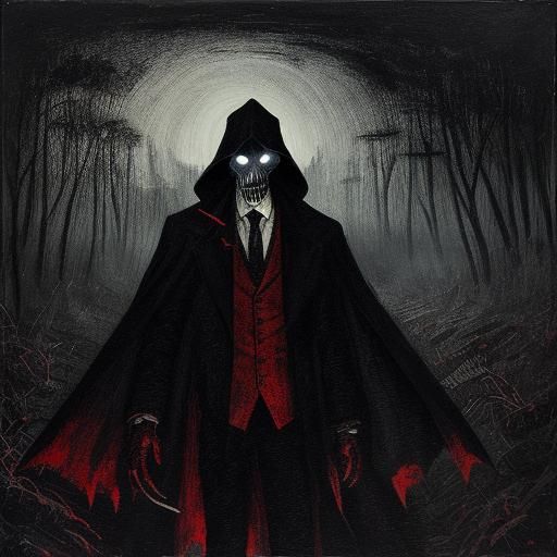 Grim Reaper in Shadows: Expressionist Art