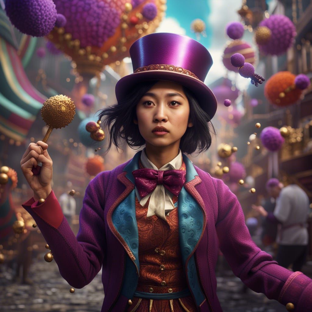 asian female willy wonka concept 🍬🍭🍫