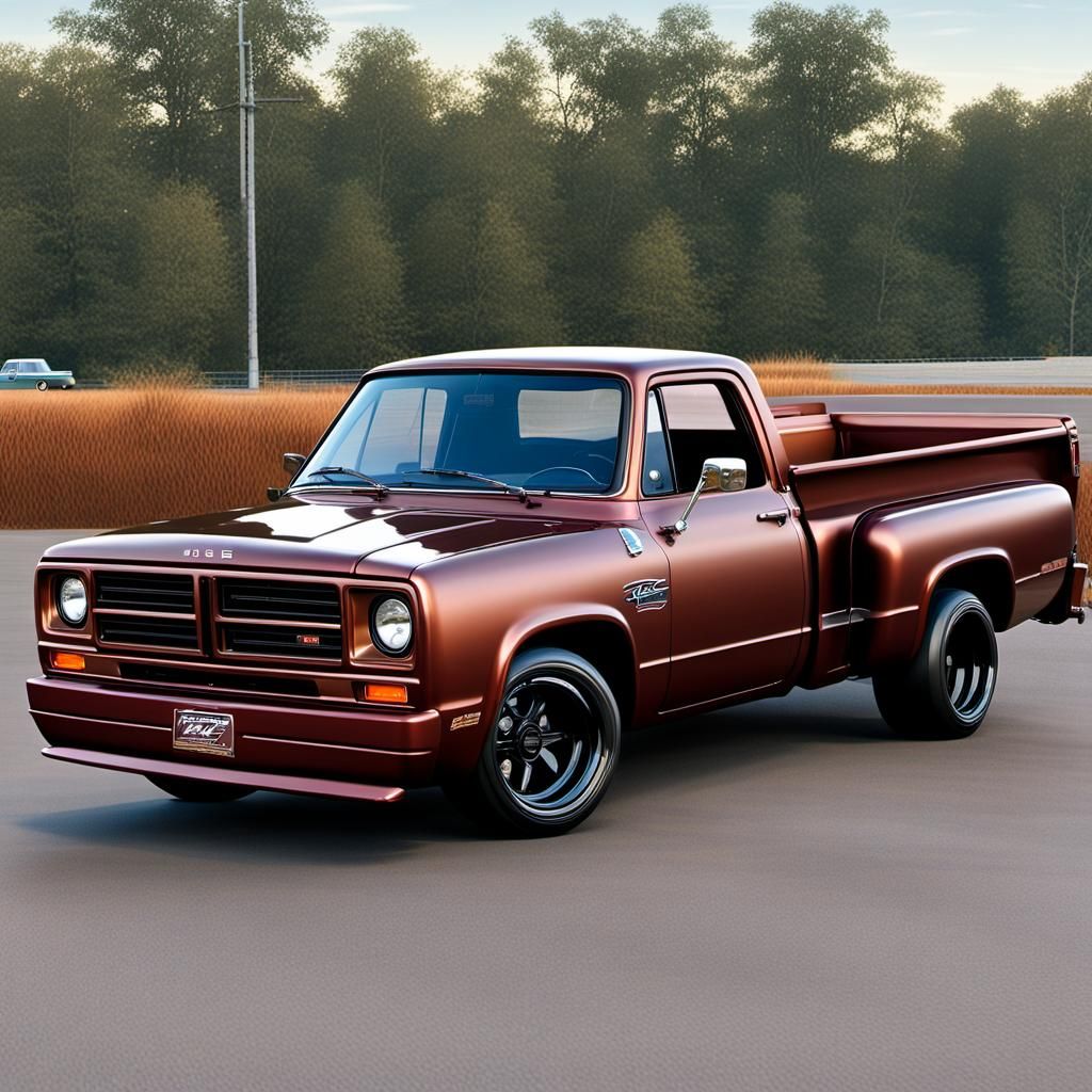 Copper Burgundy 1989 Dodge D100 Racing Truck