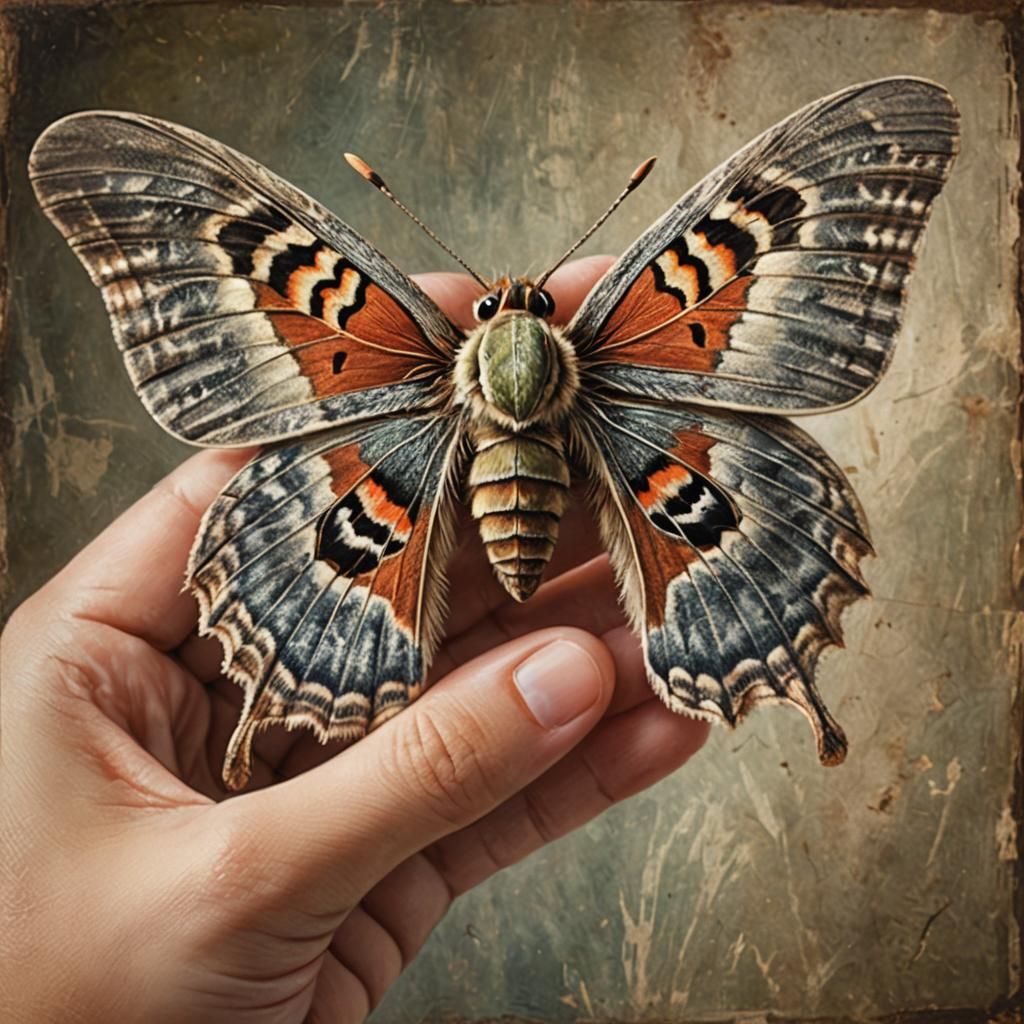 Moth Resting Gently in Child's Hands