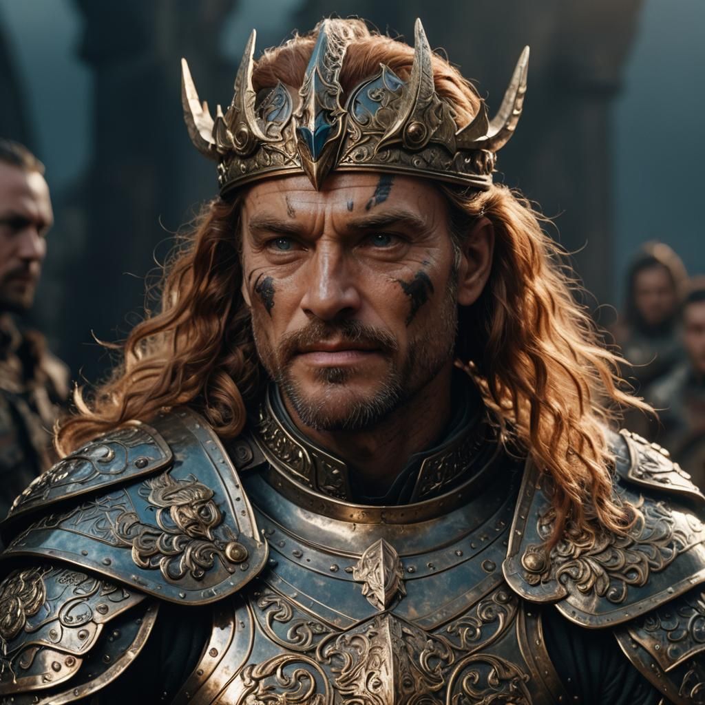 Warrior King Portrait in Cinematic Film Style