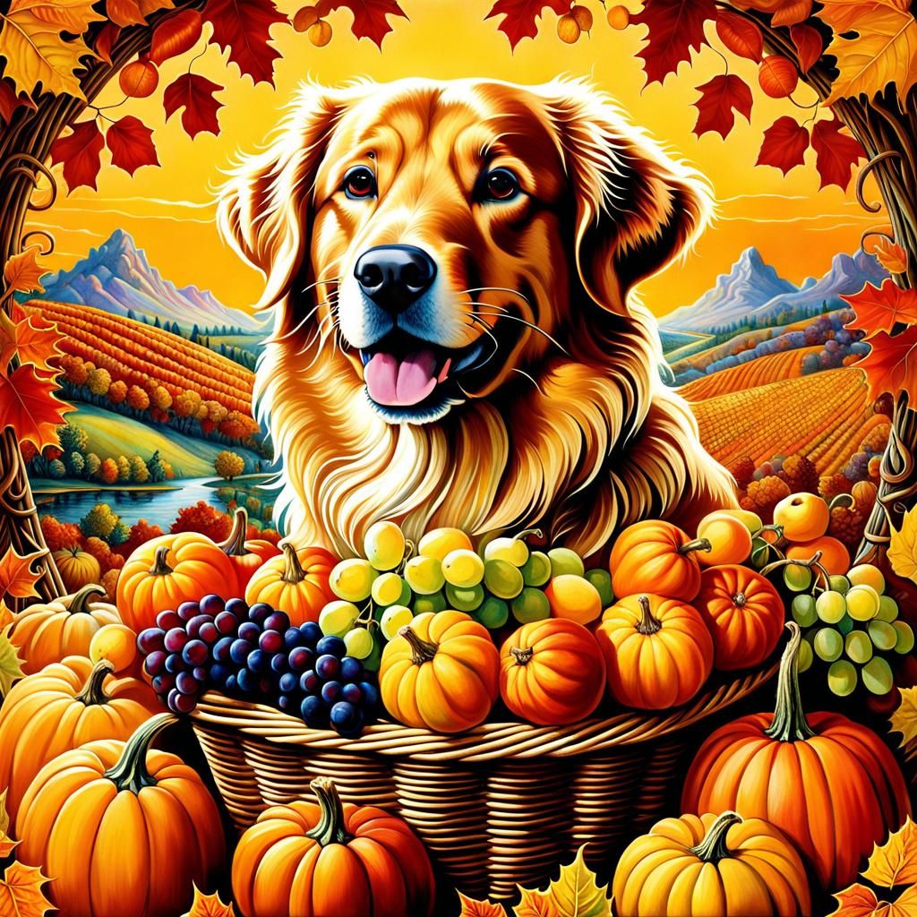 Autumn Harvest Basket and Retriever πππ½