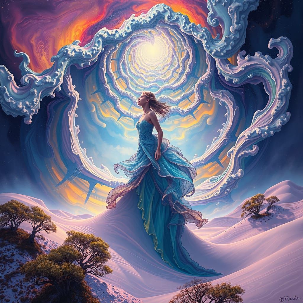 "Un monde onirique où des motifs fractals se répètent à l’in...