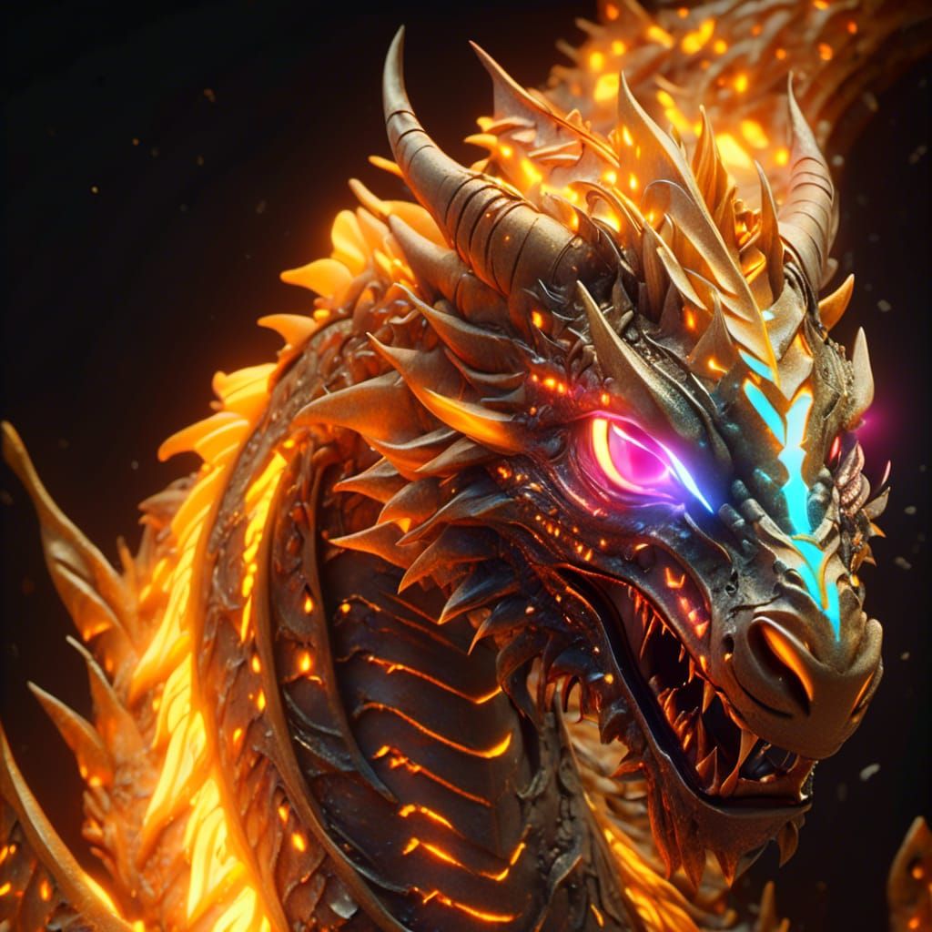 Emoji Dragon in Synthetic Wave 3D Render