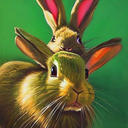 Green Rabbit Pharmacist in Oil Painting Style