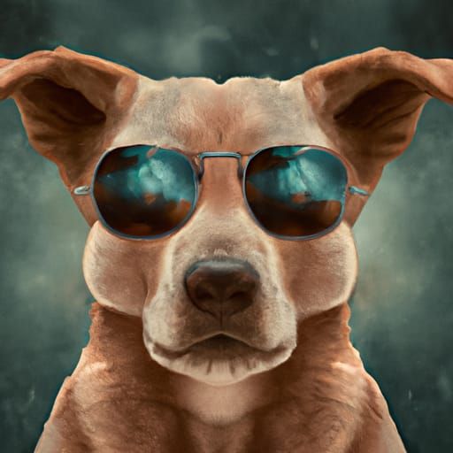 Dog Wearing Sunglasses: Dramatic Digital Painting