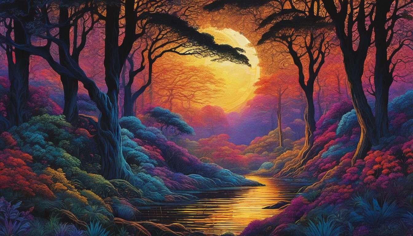 Eerie Forest Discovery: Sci-Fi Fantasy Illustration