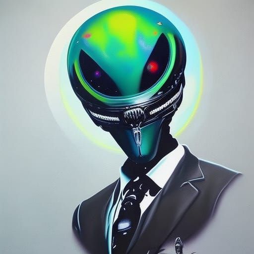Colorful Alien in Suit Graffiti Art