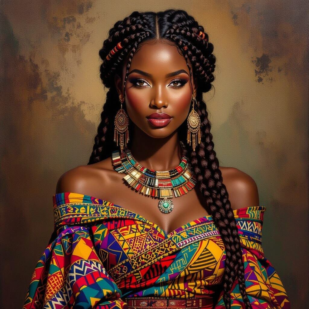 Elegant African Woman in Vibrant Traditional Attire