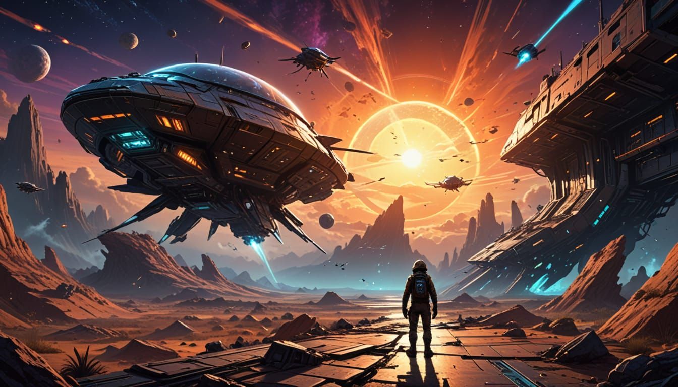 Sci-Fi Storyboard: Spaceship to Earth Sunset