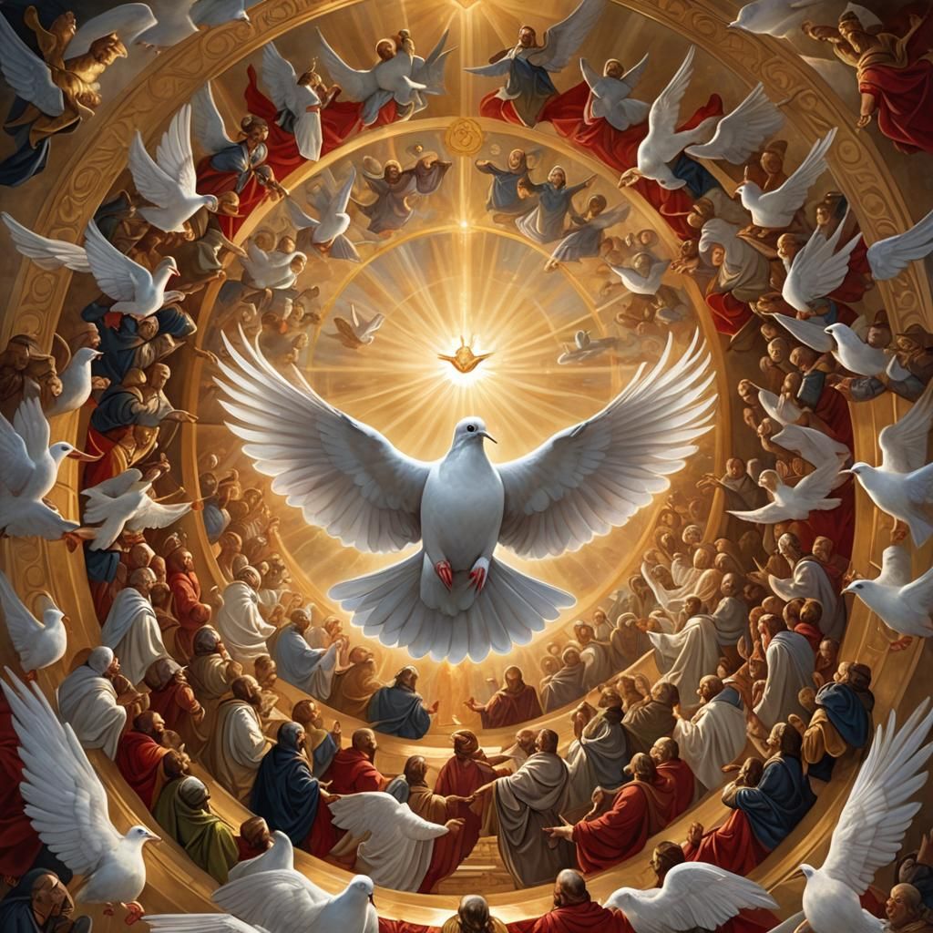 Dove Descending on Apostles: Detailed Matte Painting