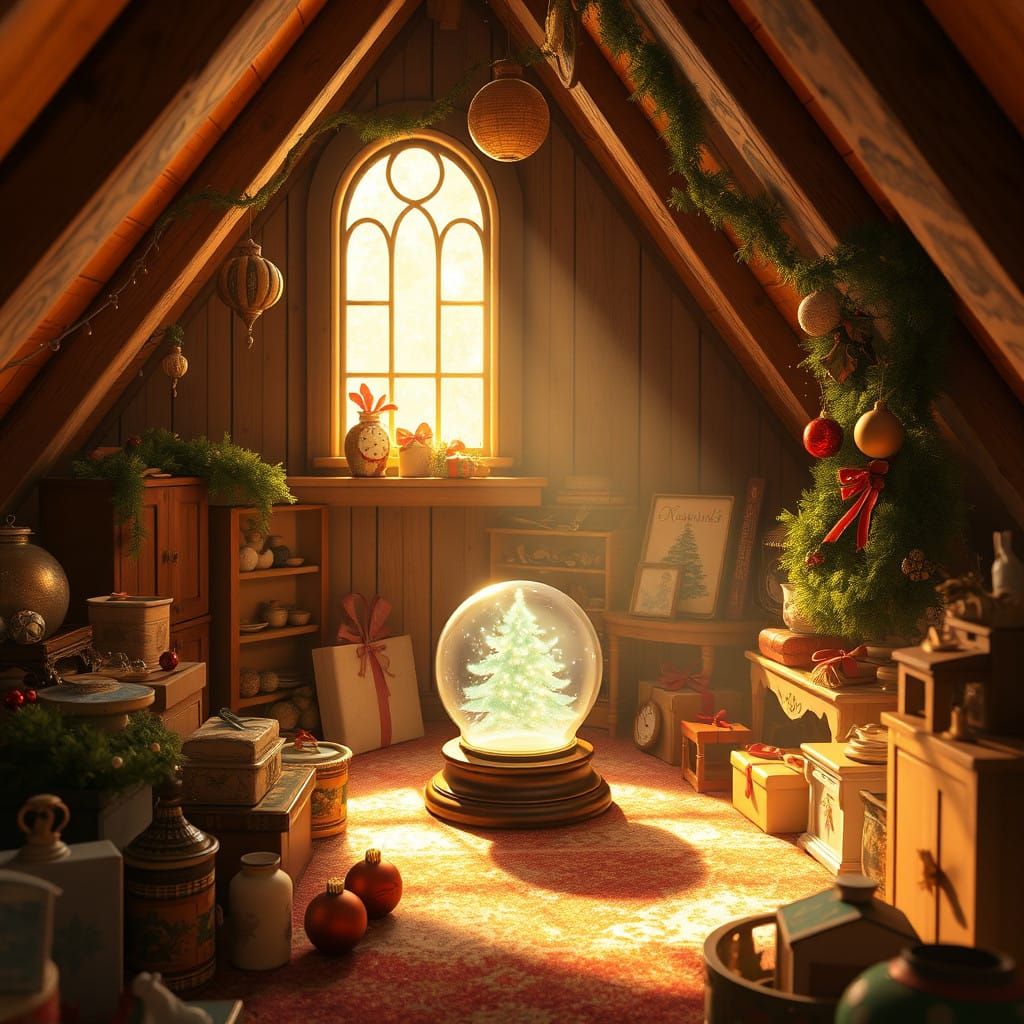 Enchanting Whimsical Attic with Vintage Holiday Decor
