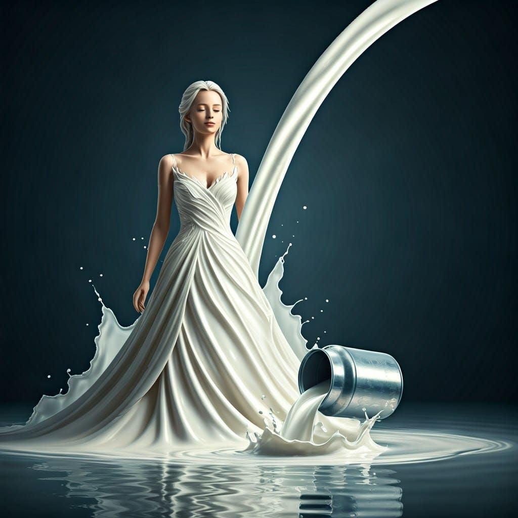 Milk Woman in a Dreamlike Liquid World