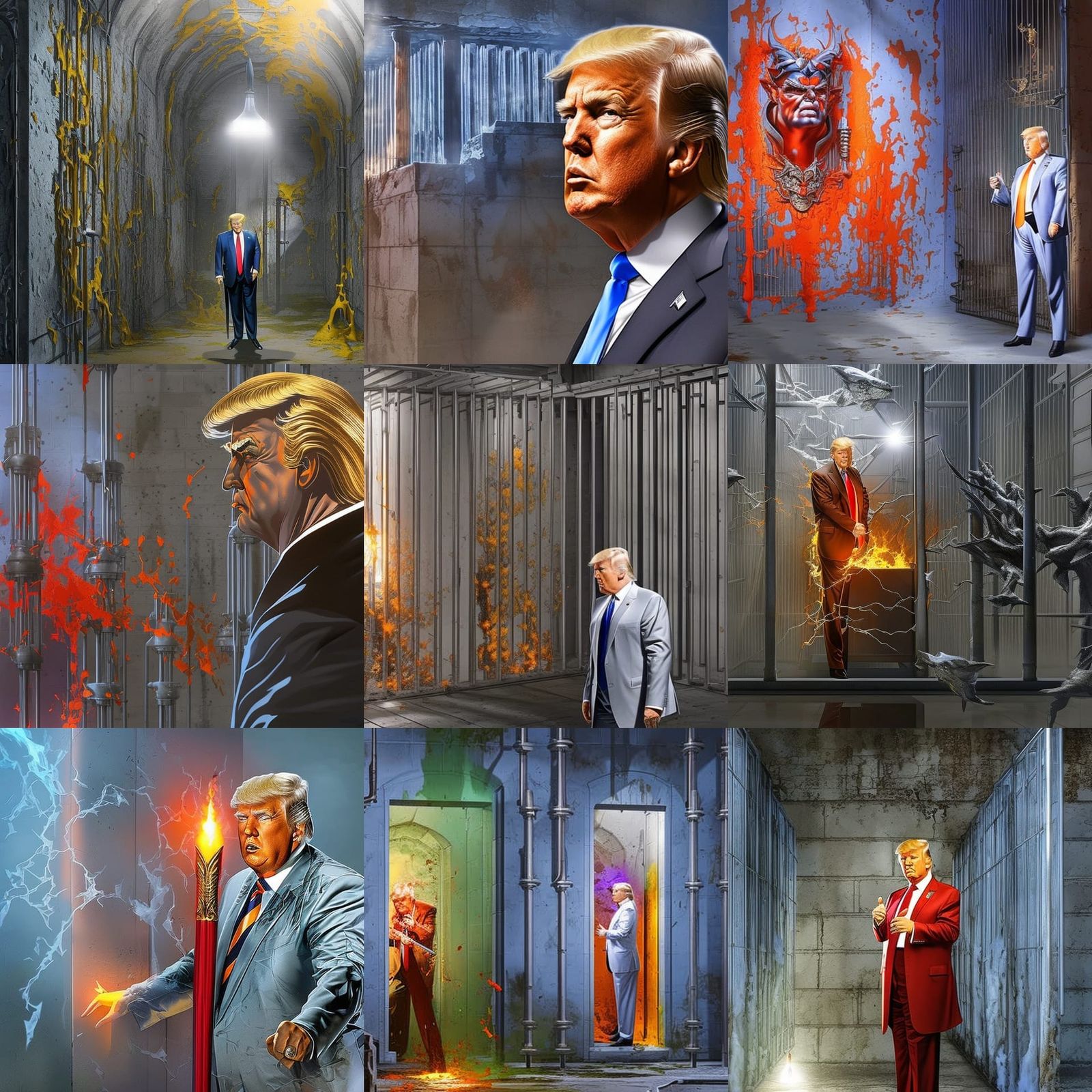 Donald Trump in Prison Guarded by Demons: Hyperrealistic Art