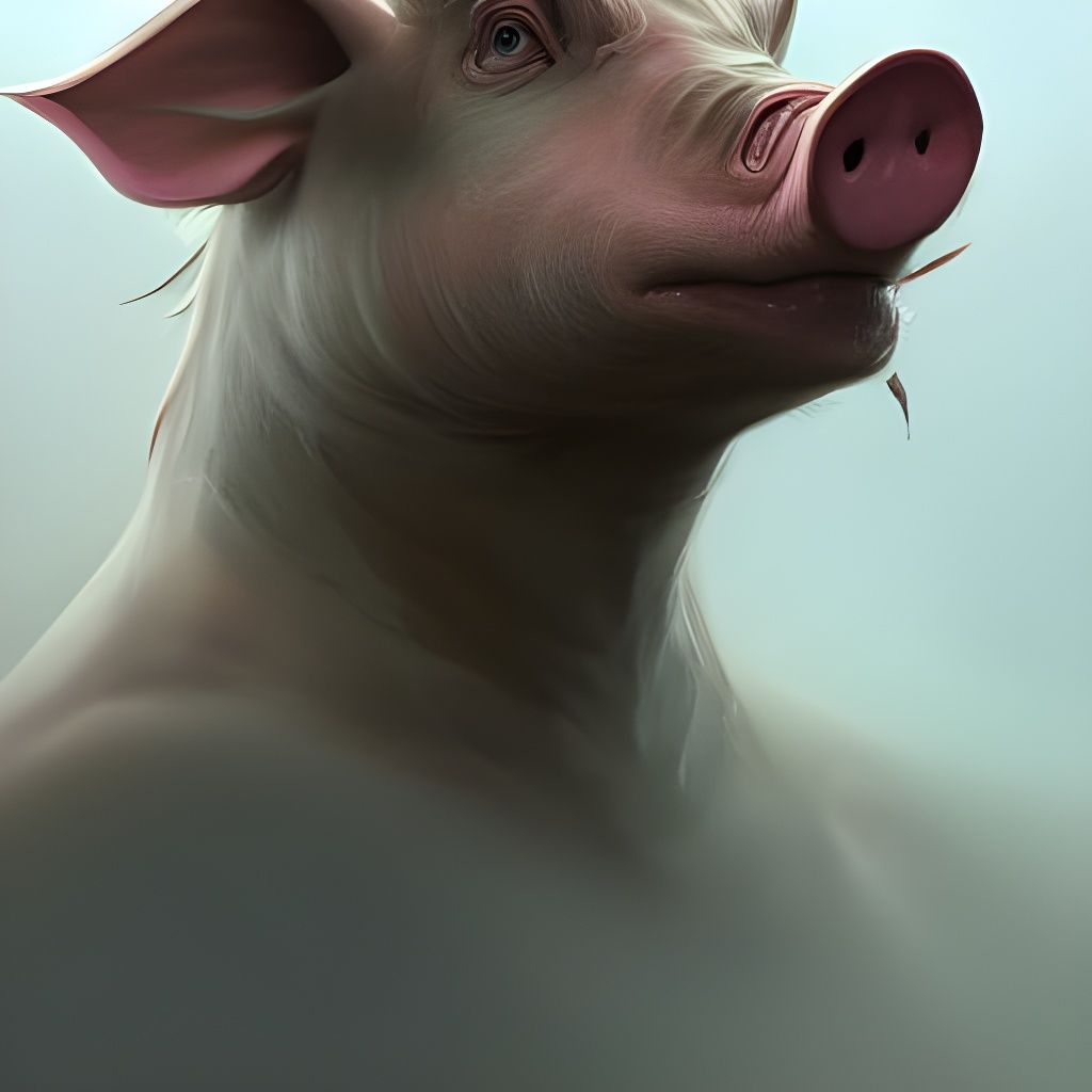Detailed Pig Monster Portrait in Digital Art Style
