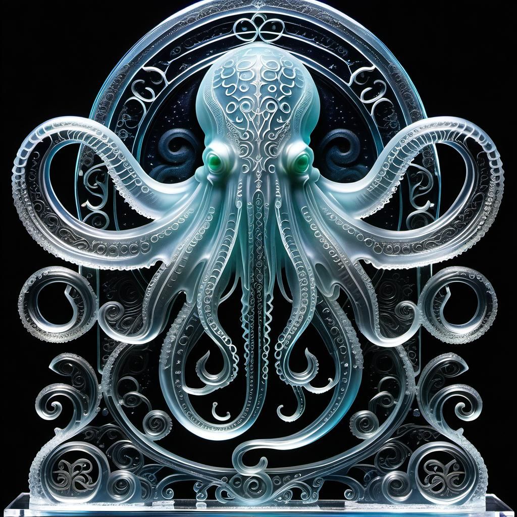 Icy Cthulhu Sculpture in Cosmic Void