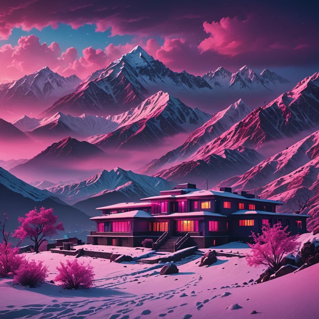 Funeral Home Invades Himalayas: Synthwave Neon Retro