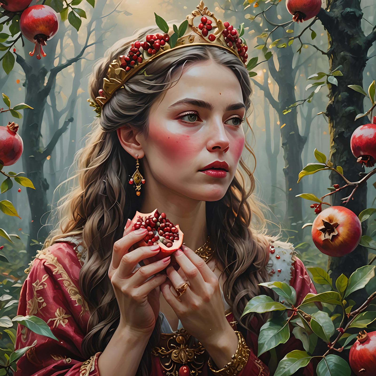Nordic Queen Enjoying a Pomegranate