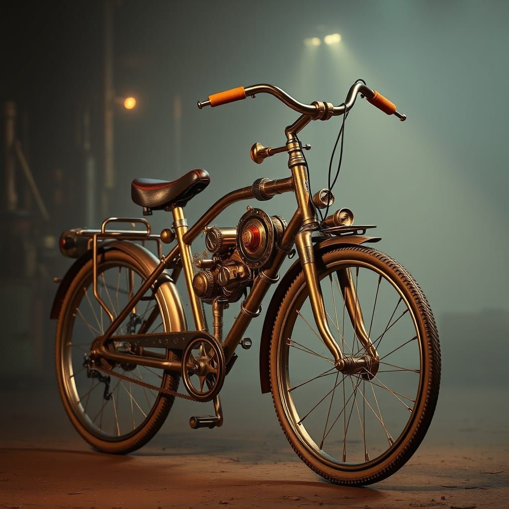 Steampunk Bicycle in Industrial Era Setting