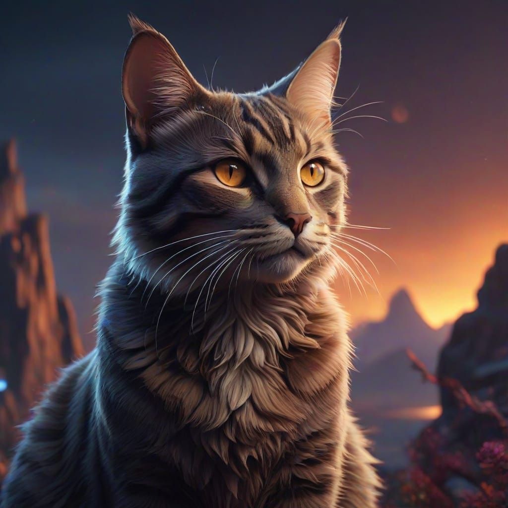 Fantastical Cat DNA Day Matte Painting