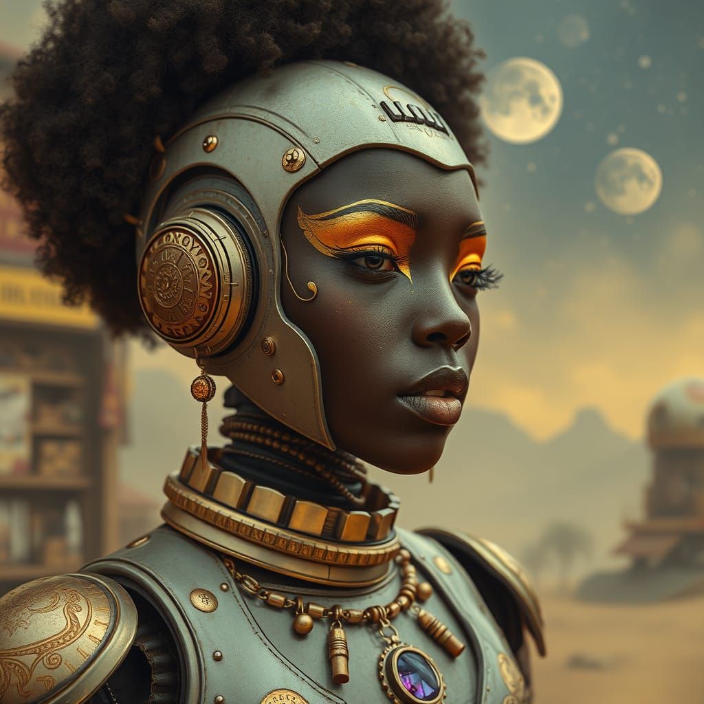 Afrofuturist Robot Fortune-Teller in Space