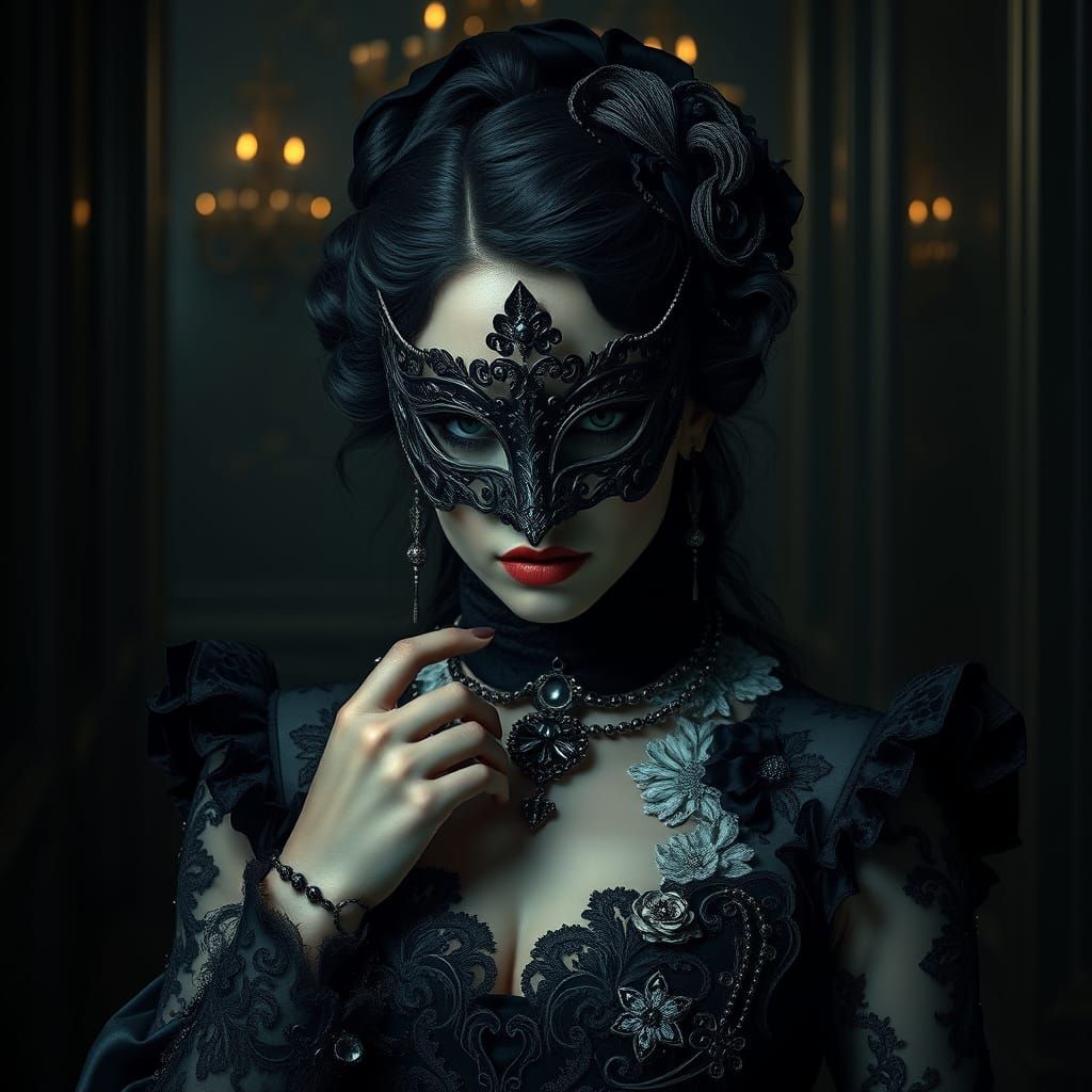 Mysterious Gothic Beauty in Victorian Finery