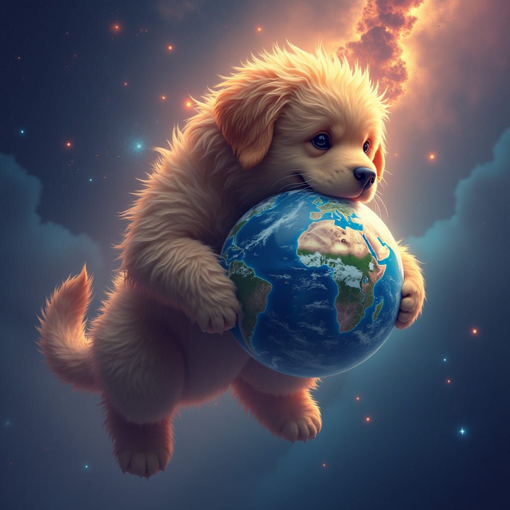 Gigantic Canine in Space Chews Earthly Delight