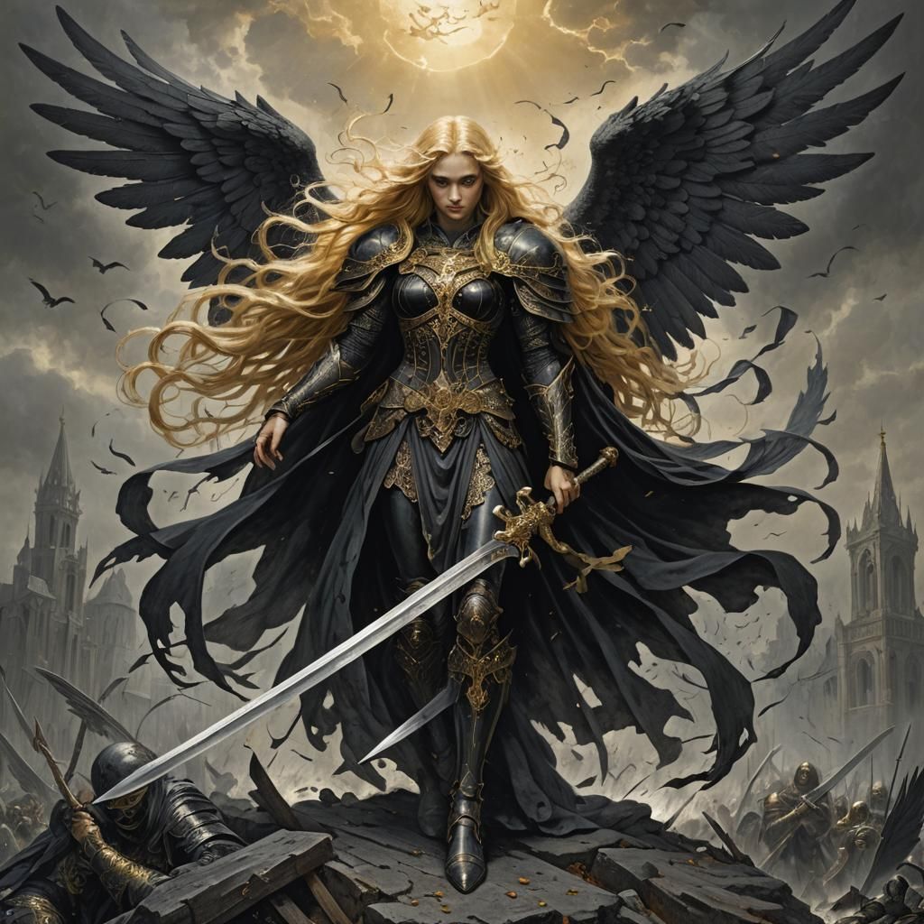 Fallen Angel Aasimar Warrior with Sword