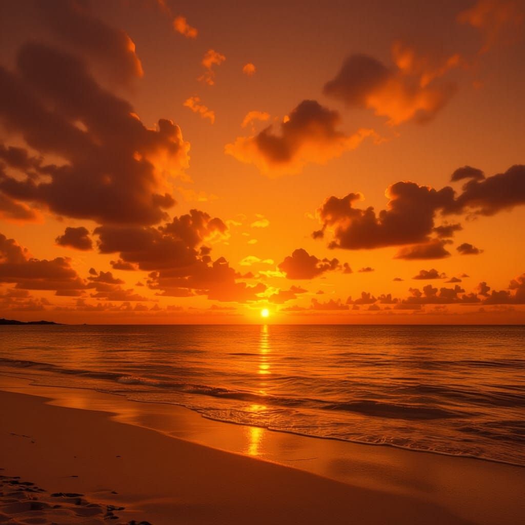 Vibrant Sunset Over Turquoise Ocean