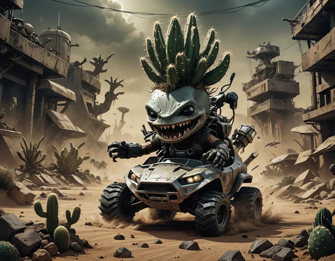 Chibi Cactus Races Through Apocalyptic Wasteland