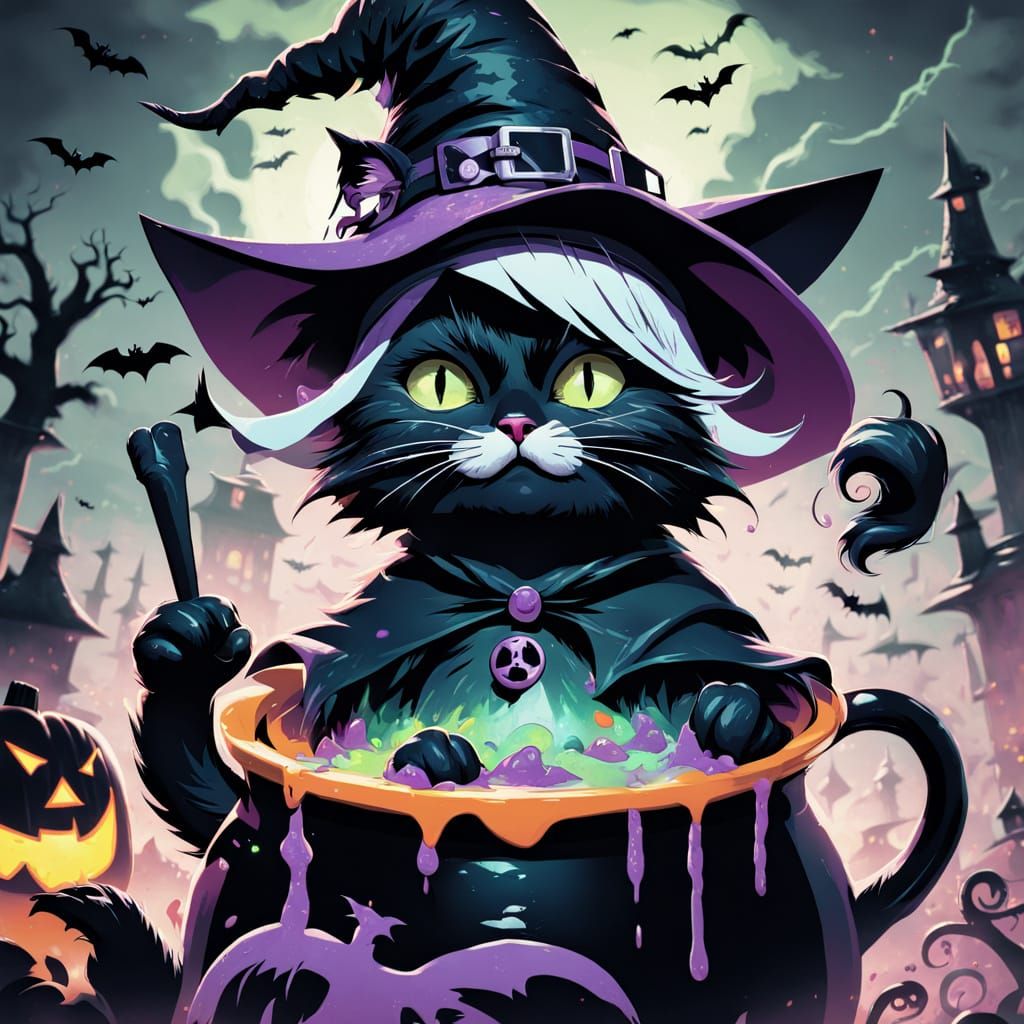 Glitch in time
Witches brew
Pointy hat
Little black cat
she ...