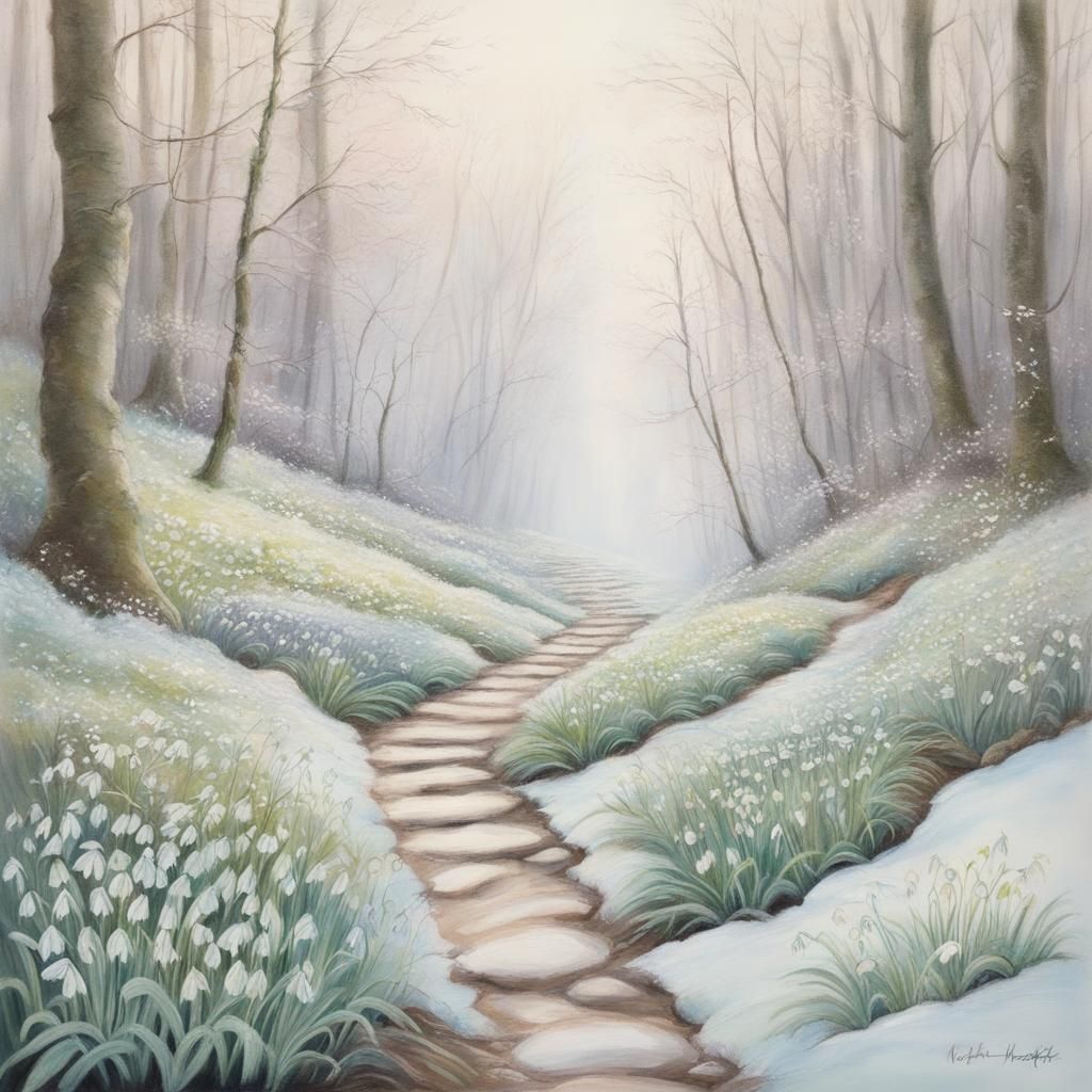 Enchanted Forest Path in Springtime Haze