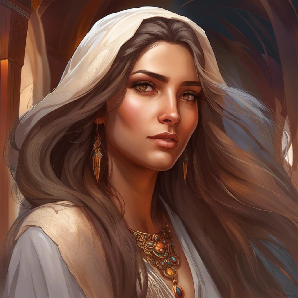 Arab Woman Portrait in Hyperdetailed Digital Art