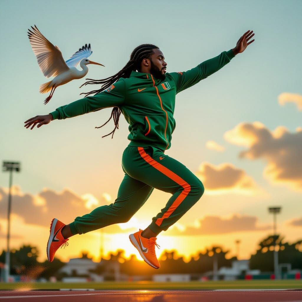 Miami Hurricanes Athlete Soars in Sunrise Long Jump