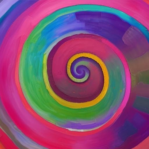 Rainbow Nautilus Shell in Expressionist Oil Painting