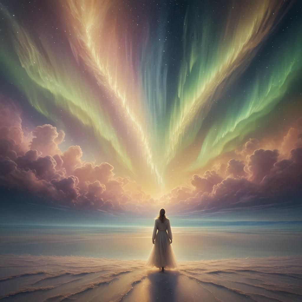 Ethereal Surrealism: Figure at Edge of Infinity