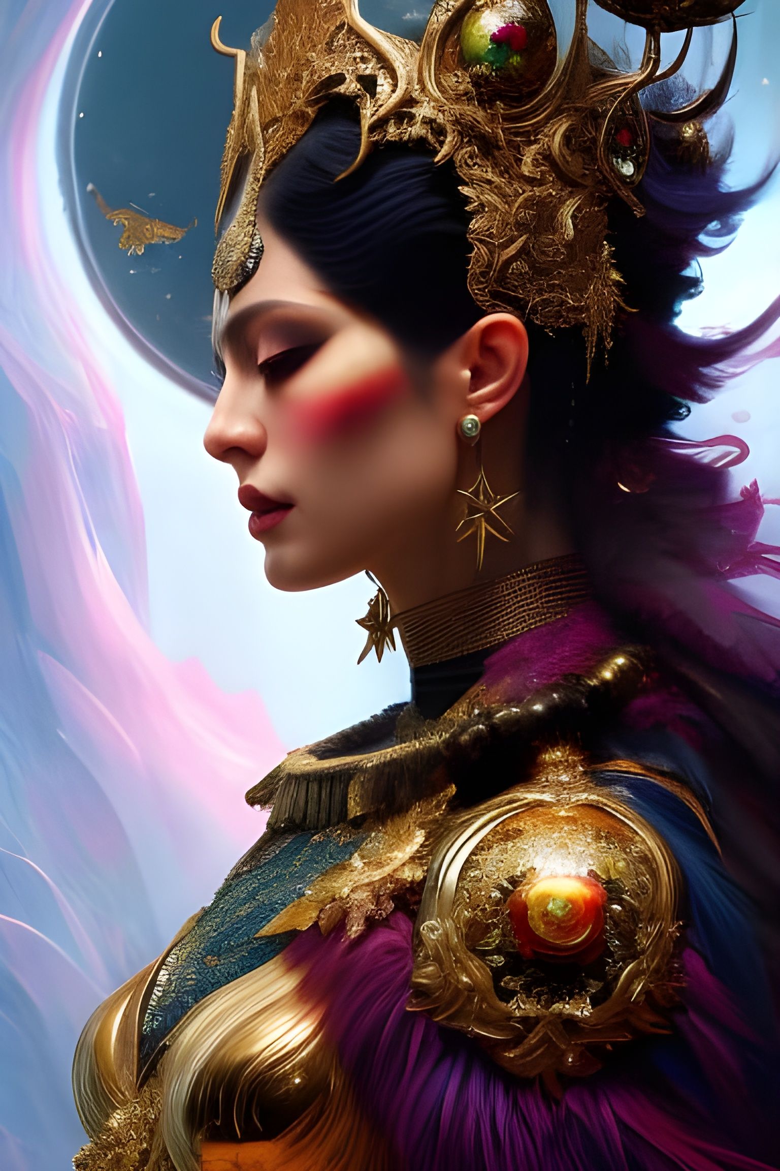 Majestic Magician Portrait in Hyperrealistic Style