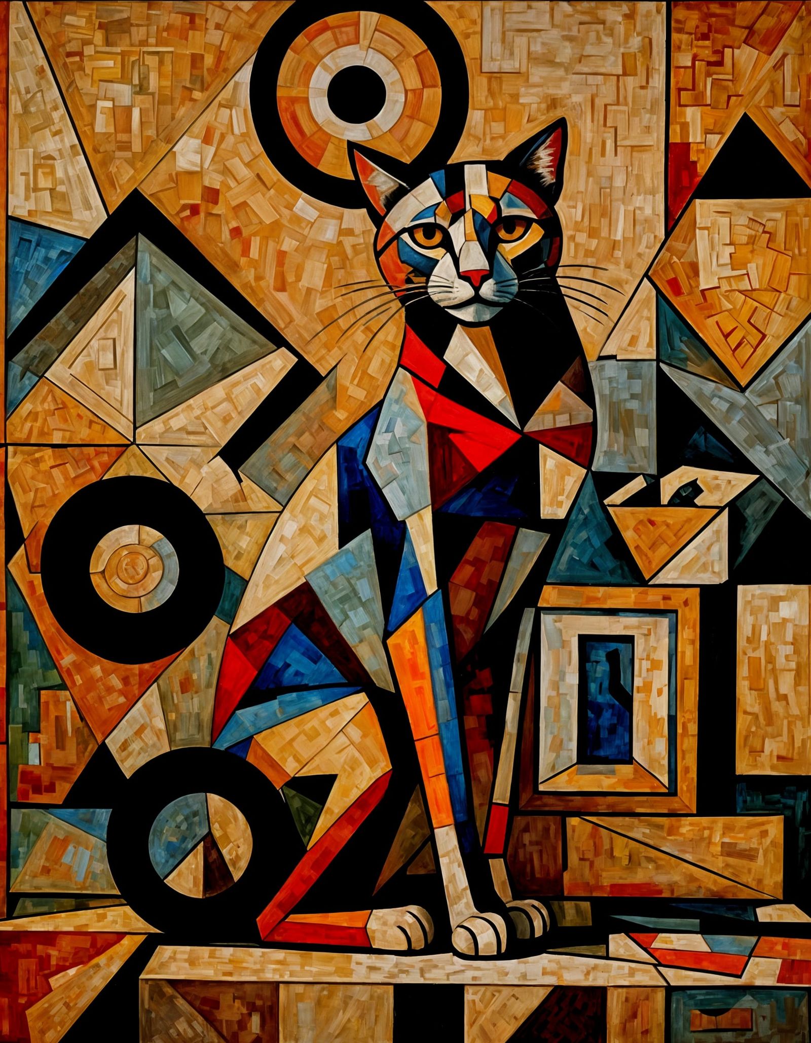 Abstract Cubist Cat Art