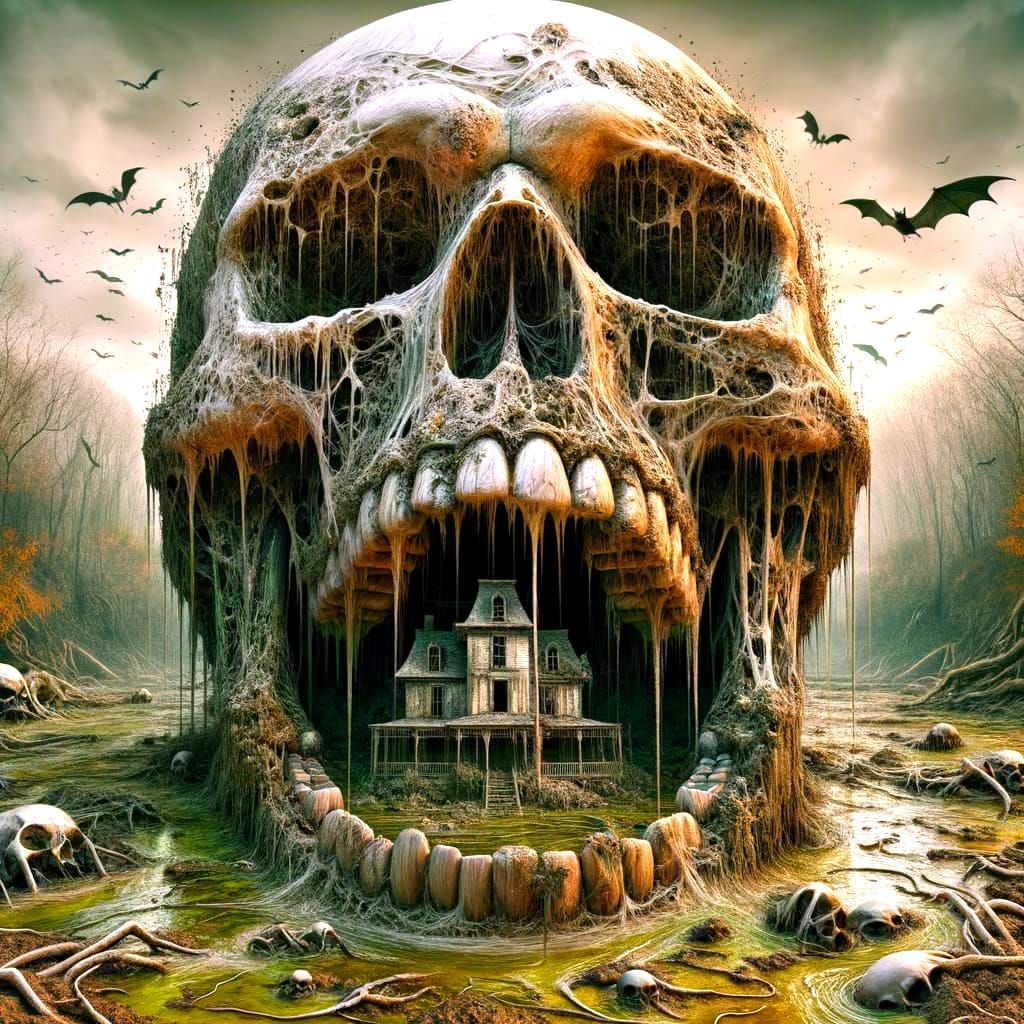 Haunted Skull in Foul Swamp: Eerie Abode in Terror