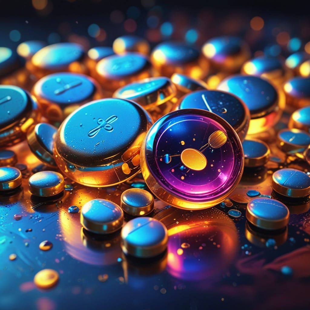 Pills Refracting Prismatic Light as Digital Art