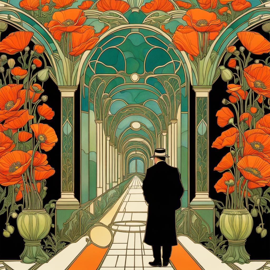 Icelandic Poppies in Art Nouveau Style