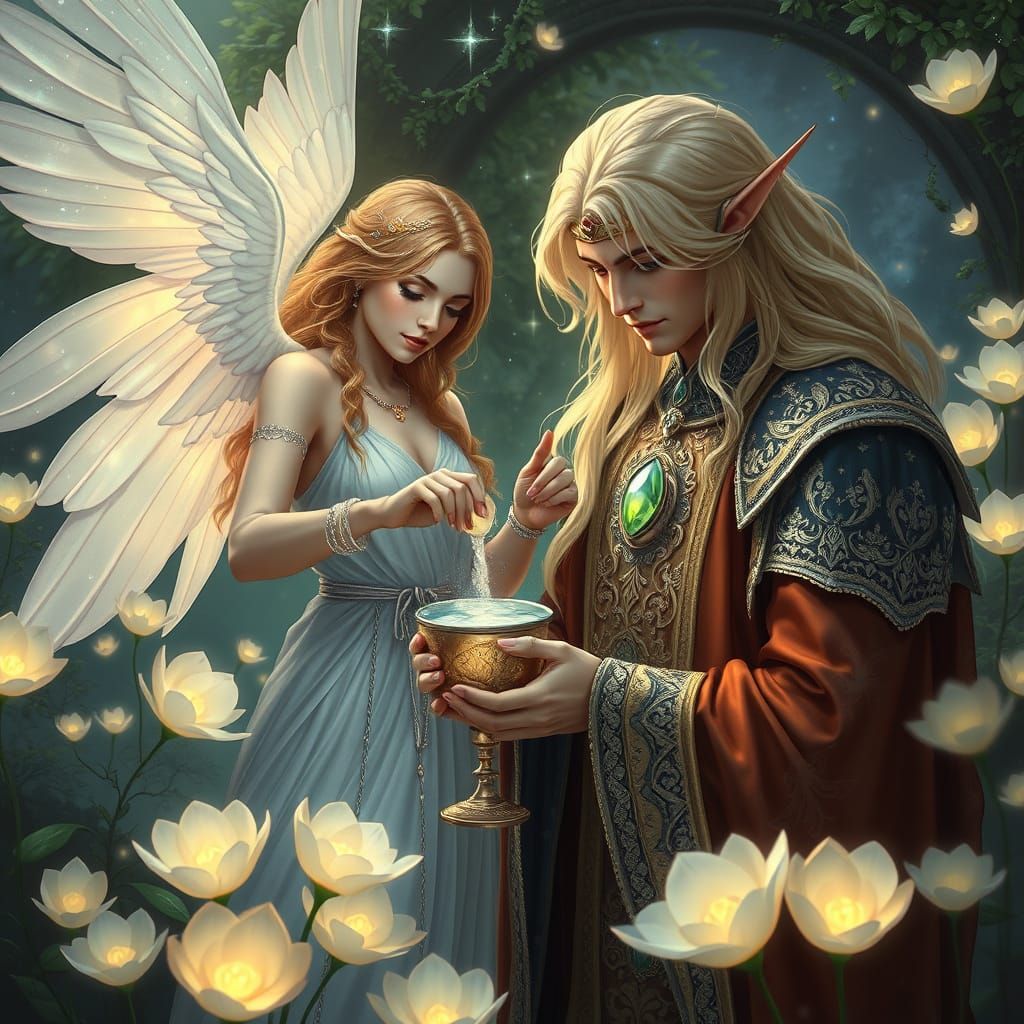 Angel of Life in Ethereal Landscape