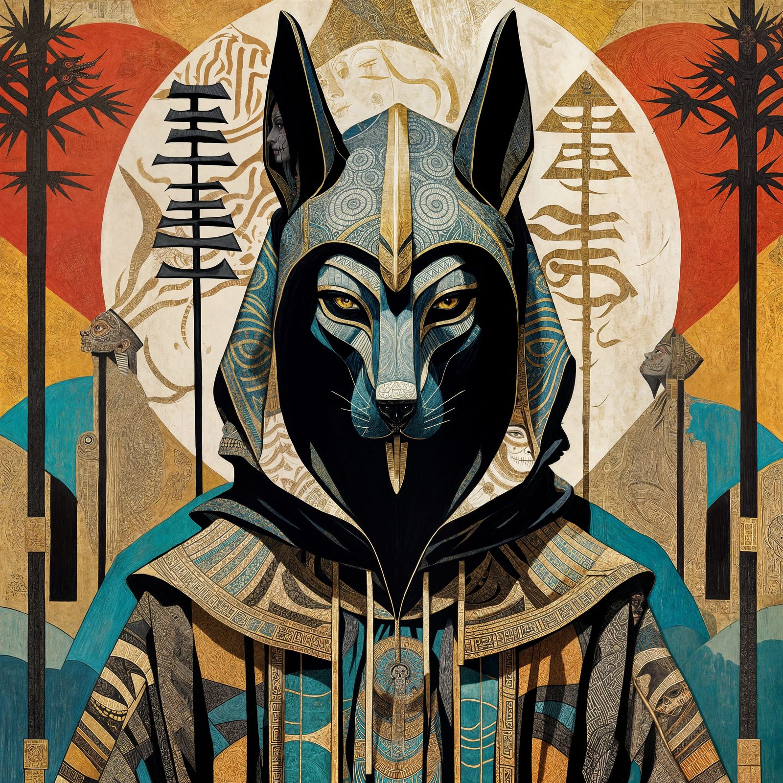 Cultural Grim Reaper in Mixed Media Collage