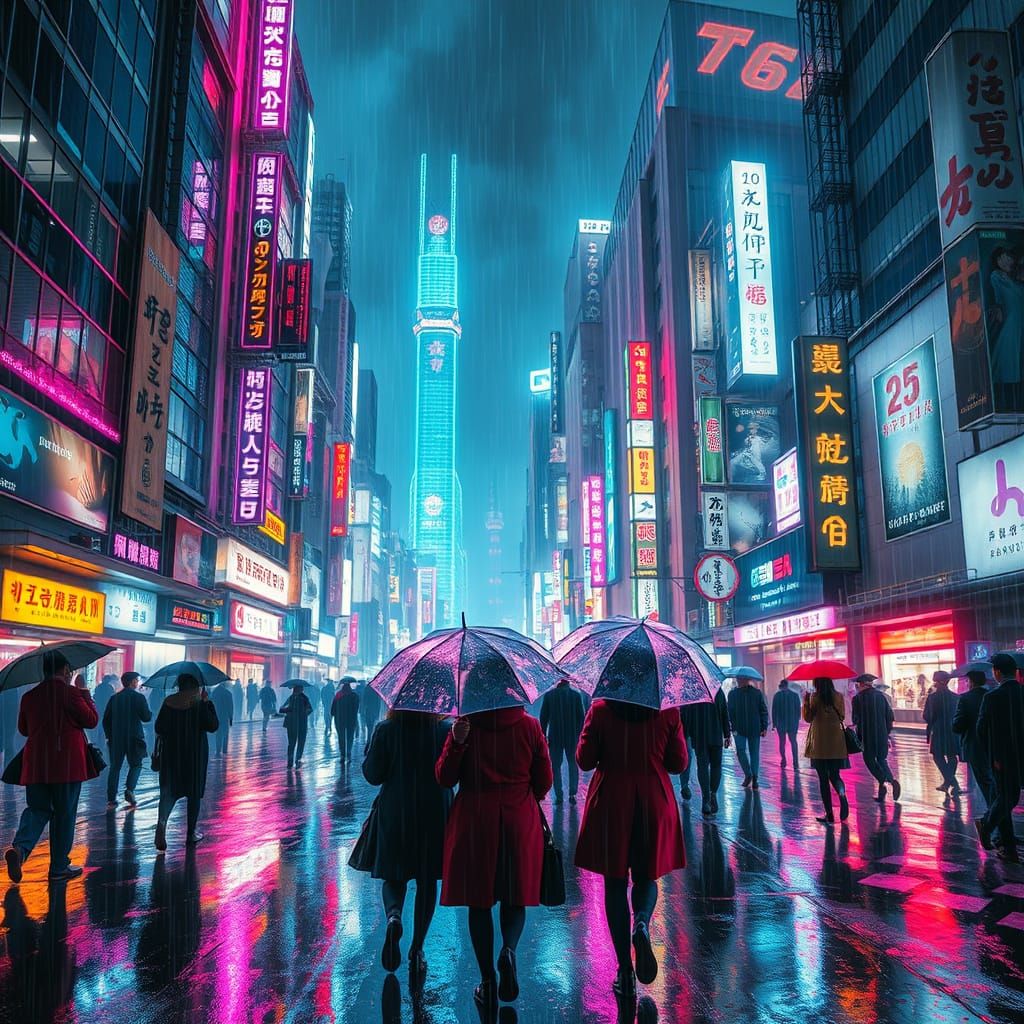 Neon Cyberpunk Cityscape at Night