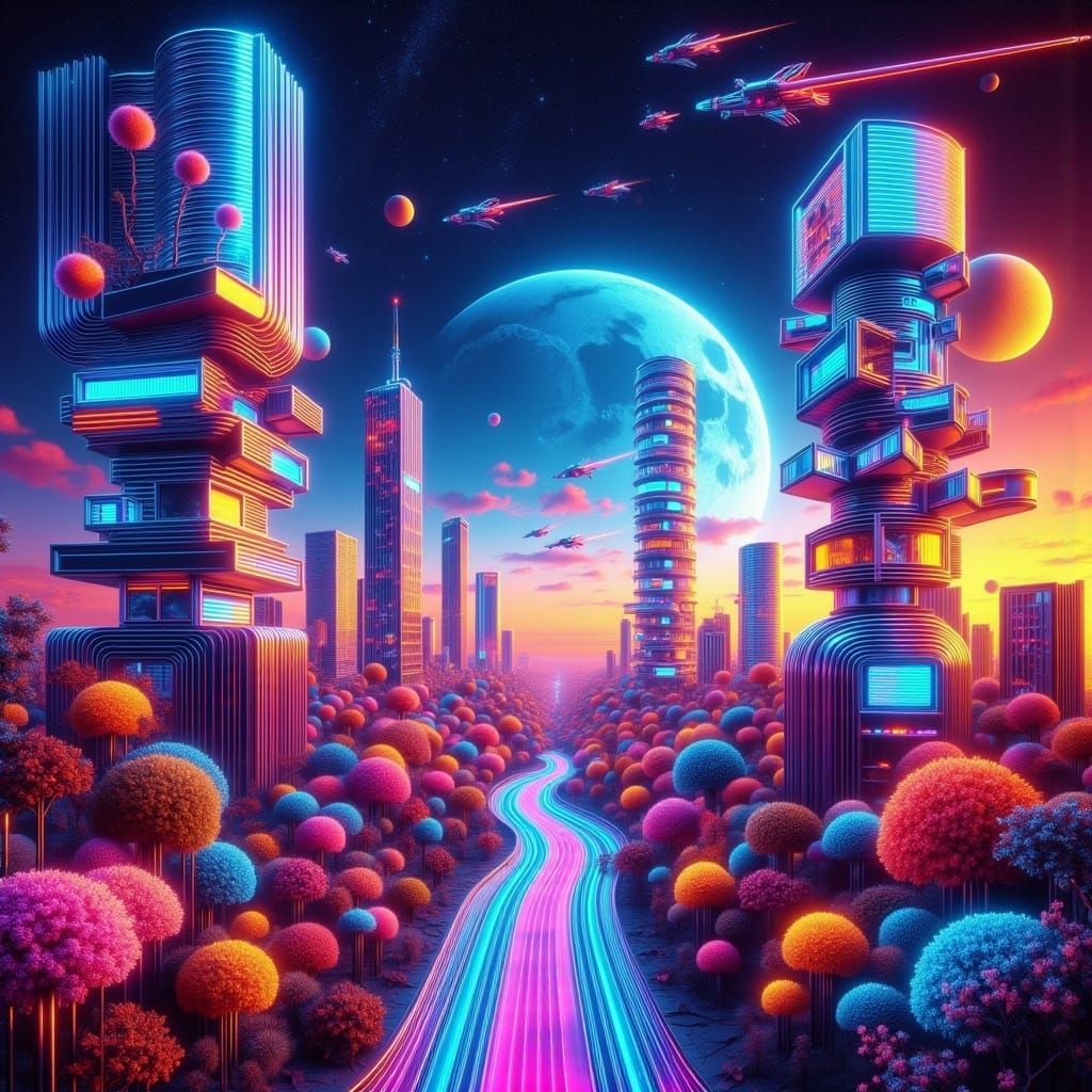 Futuristic Cityscape with Eclectic Architecture in Unreal En...