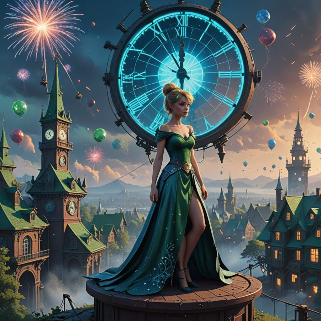 Tinker Bell Welcomes New Year in Vibrant Fantasy Scene