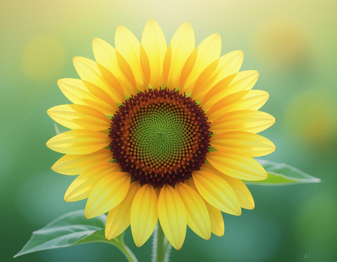 Dreamy Sunflower in Abstract Impressionistic Style